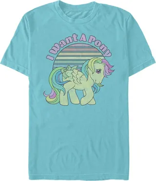 Men's My Little Pony Skydancer Want a Pony T-Shirt - Tahiti Blue - 2X Large