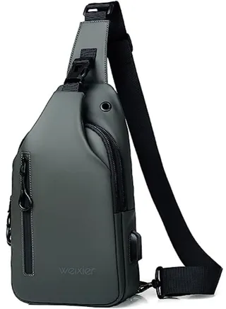 Casual Chest Bag, Ultralight Sling Bag, Business Shoulder Bag with USB Charging Port for Men, Shoulder Bag, Outdoor Sports, Hiking, Cycling, Travel, Waterproof Polyester 