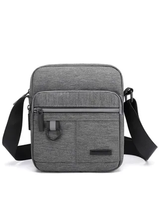 Multifunctional Men Canvas Messenger Shoulder Bag with Multiple Pockets for Business Travel School Office (Gray) 
