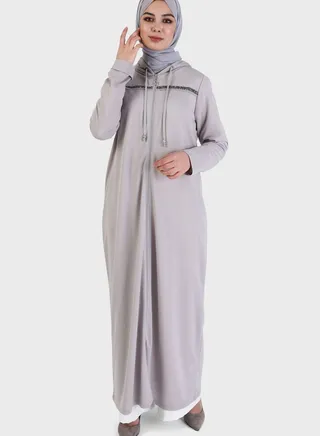 Stripe Detail Hooded Longline Coat 
