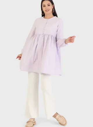 Button Detail Pleated Tunic 