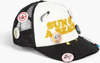 Embroidered twill and mesh baseball cap
