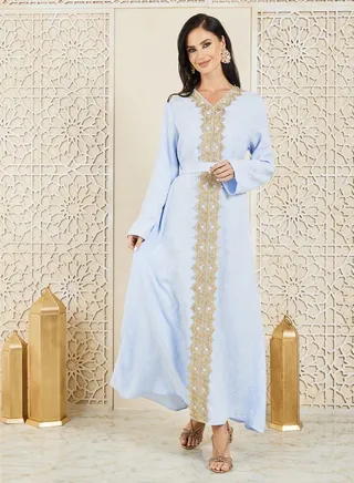 Jacquard Kaftan with Self Tie Up 