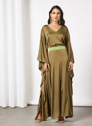 Tie-Up Waist Kaftan Olive Oil 