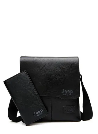 2-Piece Solid Color Waterproof Light Weight Chest Bag With Pouch Black 