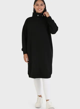 Pocket Detail High Neck Sweatshirt 