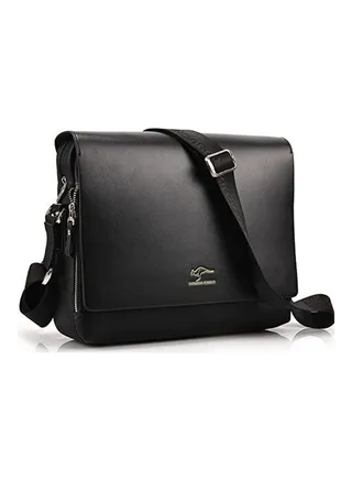Genuine Leather Australia Kangaroo Kingdom Brand Men Shoulder Messenger Cross Body Travel Vintage Bag Black 