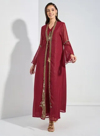 Zardosi Embroidery Kaftan with Tie-Up 