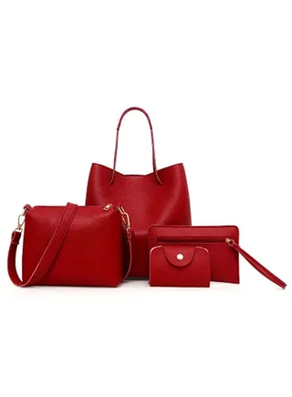 5-Piece Shoulder Bag And Handbags Set Red Wine 