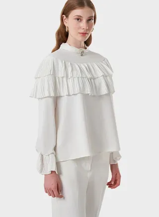 Ruffle Button Down Shirt 
