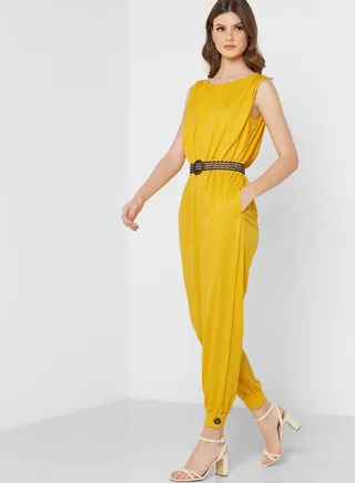 Belted Pocket Detail Jumpsuit 