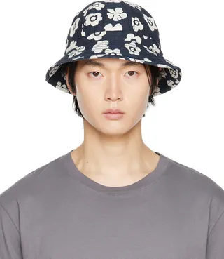 Universal Works Navy & White Naval Bucket Hat