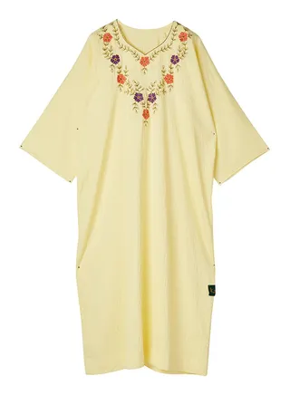 Linen Embroidered Dress yellow 