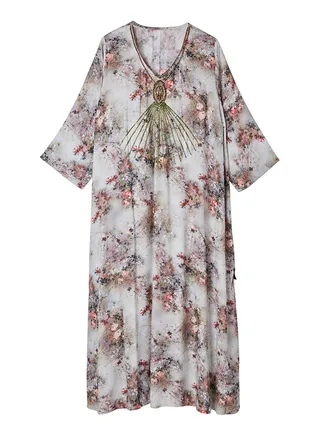 Cotton Max Prented Embroidered Dress light blue 