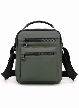 Minimalist Wear-Resistant Oxford Crossbody/Shoulder Bag with Adjustable Strap and Top Handle Multi-layer Functional New Trends Fashion Handbag for Men Green 