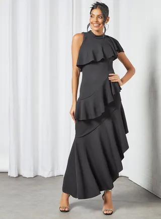 Arya Ruffle Detail Dress Black 
