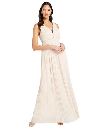 Veena Pleated Dress Nude 