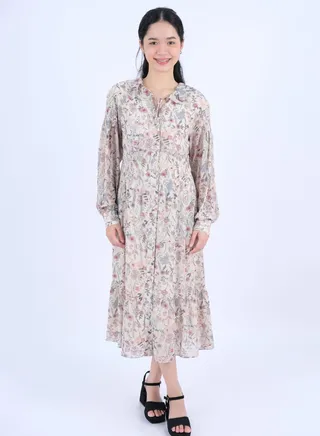Women’s Floral Button Secured Dress in Olivia AOP 