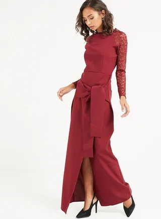 Knot Lace Dress Red 