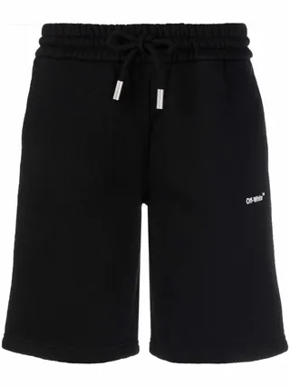 Diag-stripe print track shorts
