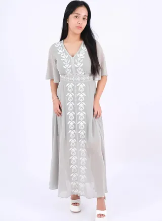 Women’s Embroidery Tops Casual Dress in Pigeon 