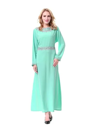 Boat Neck Solid Maxi Dress Light Green 