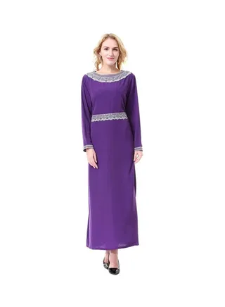 Boat Neck Maxi Dress Purple/White 