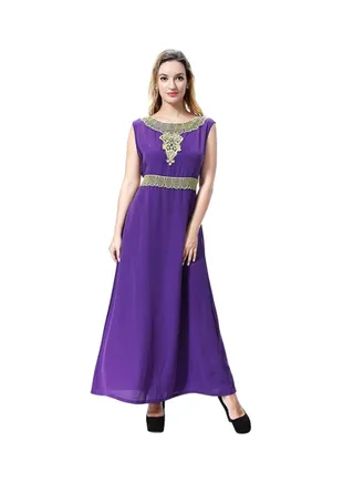 Sleeveless Wool Peach Dress Purple/Silver 