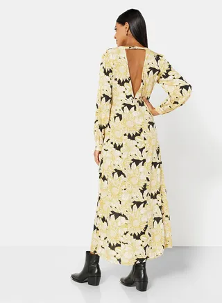 Floral V-Cut Maxi Dress 