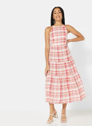 Checkered Midi Dress Multicolour 
