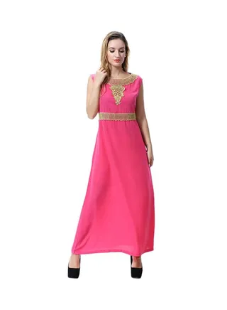 Polyester Maxi Dress Pink/Gold 