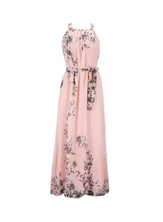 Printed Pattern Maxi Dress Peach 