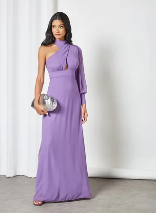 Cut-Out Detail Maxi Dress Purple 