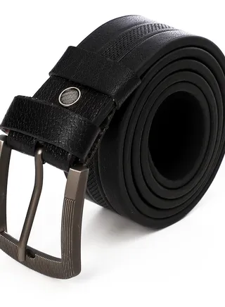 Genuine Leather (1026) Belts For Men - Mens Belt For Suits, Jeans, Uniform With Single Prong Buckle - Designed french.Black 
