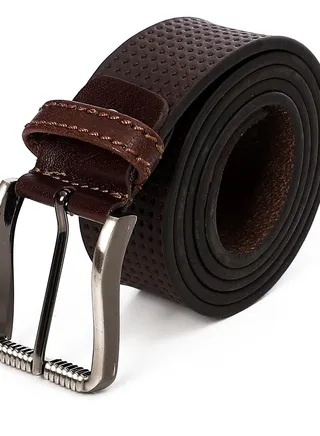 Men's Genuine Leather (1024) Belt, Handmade, 100% Cow Leather, Fashion & Classic Designs for Work Business and Casual .Brown 