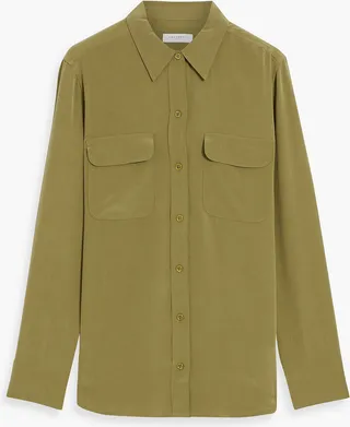 Slim Signature washed-silk shirt
