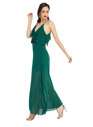 Camisole Frill Sleeve Dress Green 