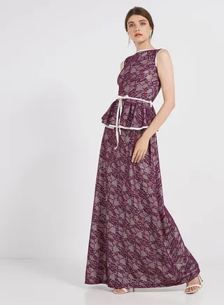 Lace Detailed Sleeveless Maxi Dress Purple 
