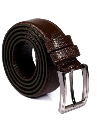 Classic Leather Buckle Belt-Brown 