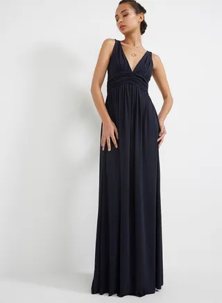 V Neck Dress Navy 