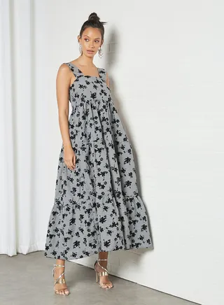 Floral Tiered Maxi Dress Multicolour 