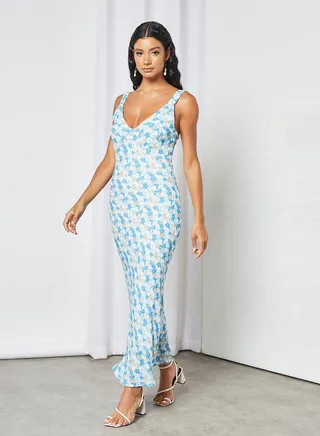 Tay Floral Print Dress Blue 