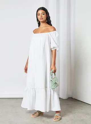 Tilly Off-Shoulder Maxi Dress White 