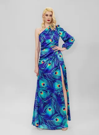 Tight-high slit maxi dress Blue 