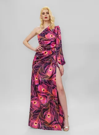 Tight-high slit maxi dress Pink 