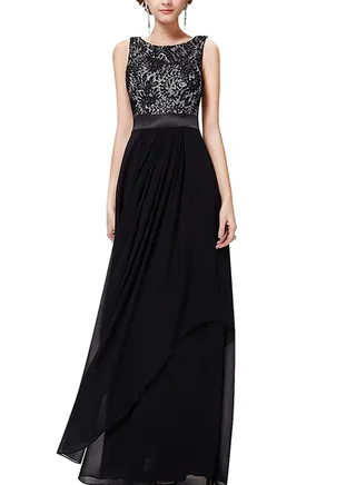 Elegant Cocktail Lace Dress Black 