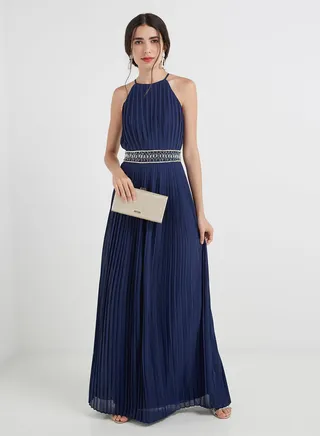 Siena Embellished Waist Maxi Dress Navy 