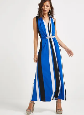 Stripes Maxi Dress Blue/Black/White 