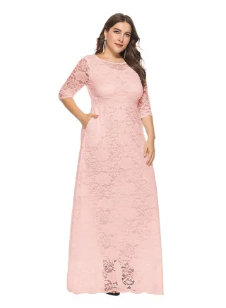 Lace High Waist Pocket Dress Pink 
