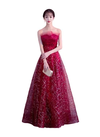 Sparkling Evening Flared Dress Red 